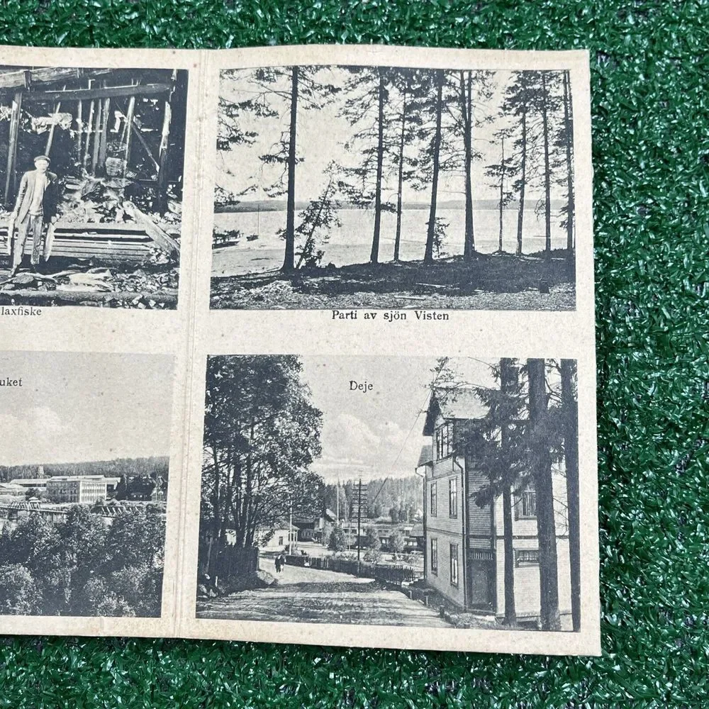 Vintage Sweden Accordion Folding Post Card‎ Parti av Deje, Affarsgatan Dejefors